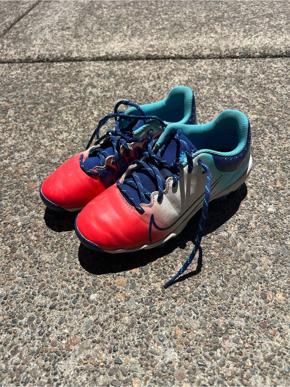 Nike Kids Baseball Cleats Red, Teal, and Navy